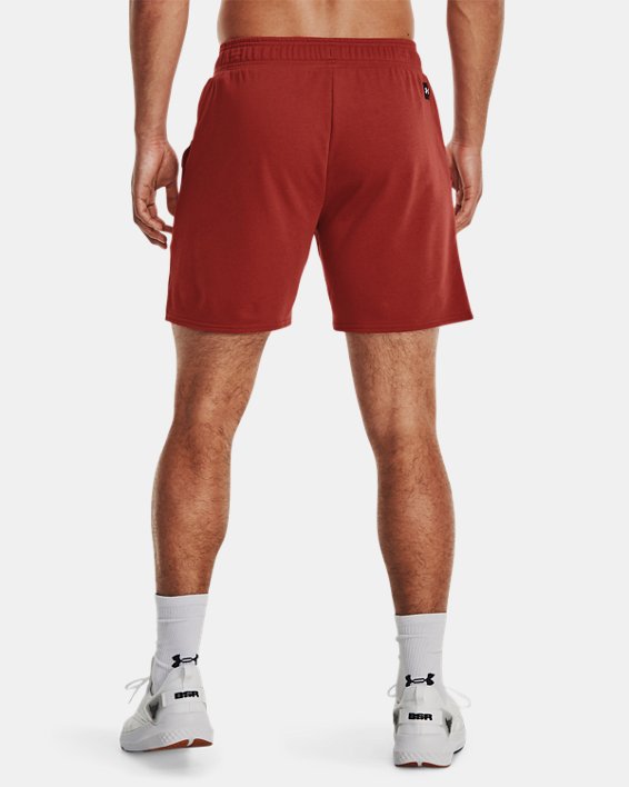 Men's Project Rock Terry Gym Shorts, Red, pdpMainDesktop image number 1